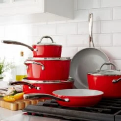 Tramontina 10 Pc Cold-Forged Induction Ceramic Cookware Set - Red