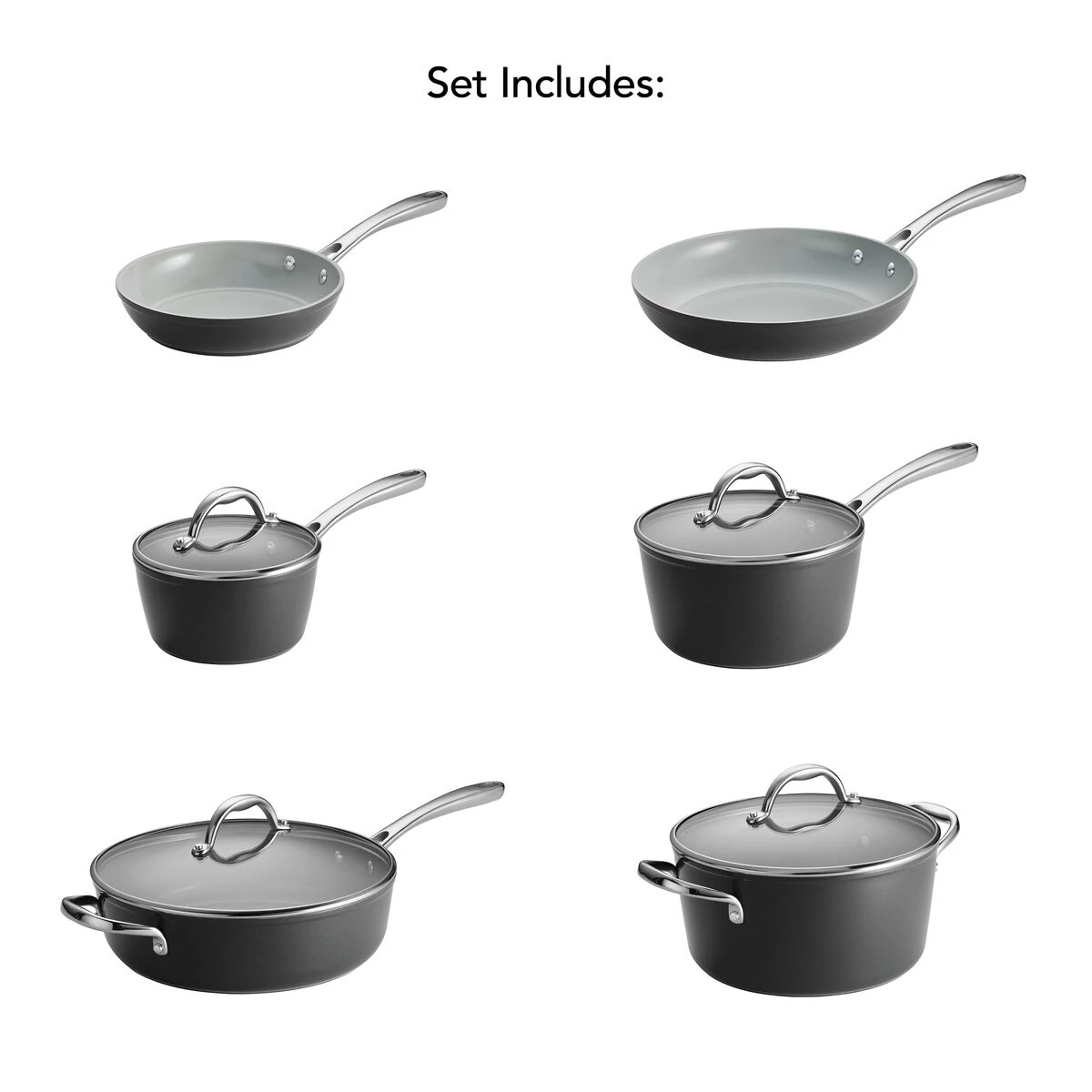 Tramontina 10 Pc Cold-Forged Induction Ceramic Cookware Set - Black 2 Tramontina 10 Pc Cold-Forged Induction Ceramic Cookware Set - Black - Image 2