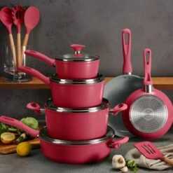 Tramontina 14 Pc Ceramic Induction-Ready Cookware Set - Red