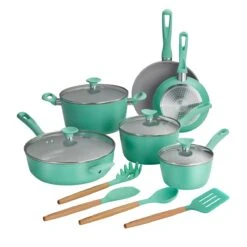 Tramontina 14 Pc Ceramic Induction-Ready Cookware Set Teal 16 Tramontina 14 Pc Ceramic Induction-Ready Cookware Set Teal -Kitchenware Store 80110036IXM001G
