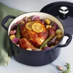 Tramontina 5.5 Qt Enameled Cast-Iron Series 1000 Covered Round Dutch Oven - Dark Blue