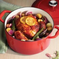 New Arrival 15 Tramontina 6.5 Qt Enameled Cast-Iron Series 1000 Covered Round Dutch Oven - Gradated Red