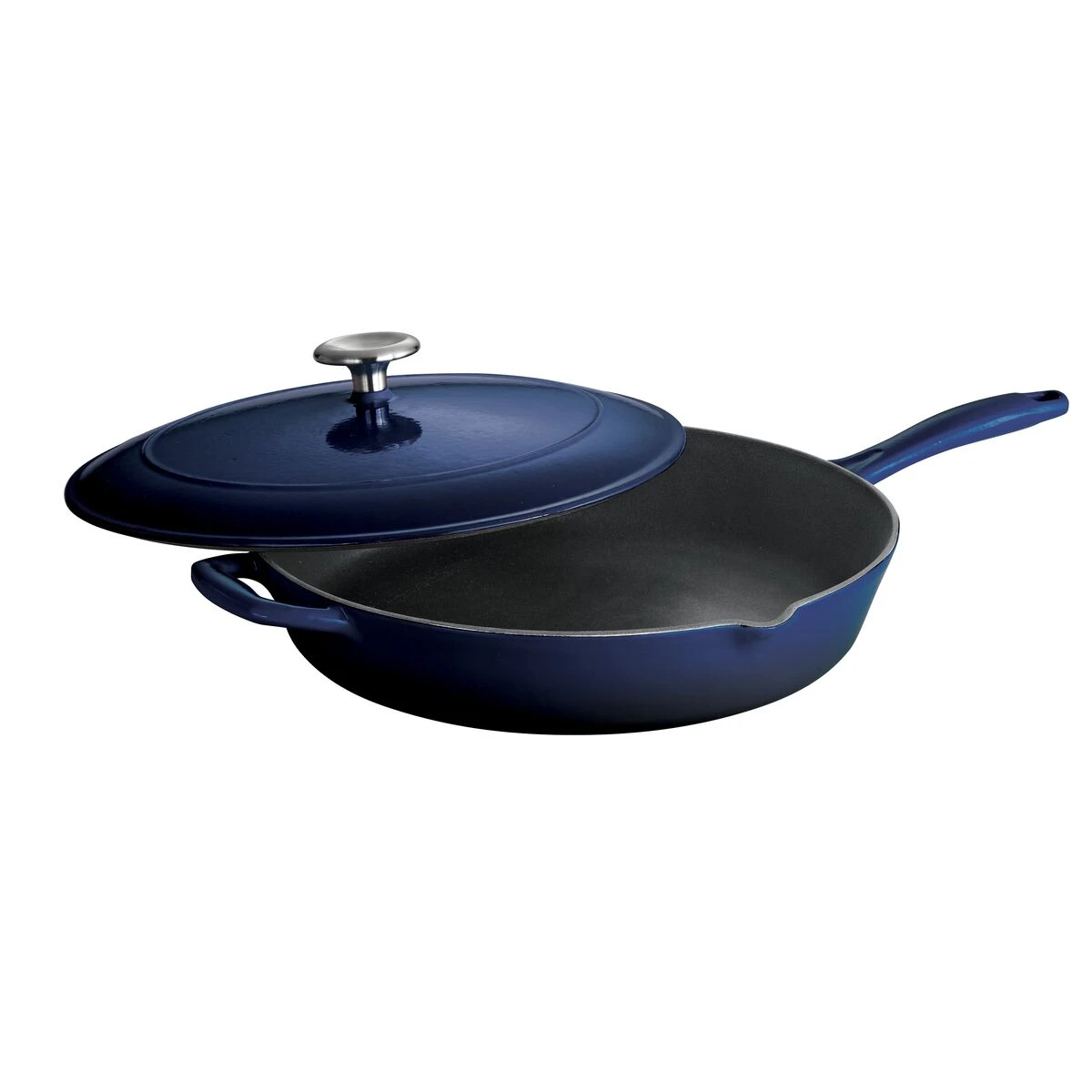 Tramontina 12 In Enameled Cast-Iron Series 1000 Covered Skillet - Gradated Cobalt 2 Tramontina 12 In Enameled Cast-Iron Series 1000 Covered Skillet - Gradated Cobalt - Image 2