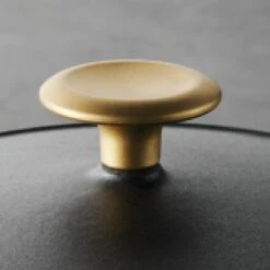 Tramontina 5.5 Qt Enameled Cast Iron Round Dutch Oven - Matte Black With Gold Stainless Steel Knob -Kitchenware Store 80131084IXM002G