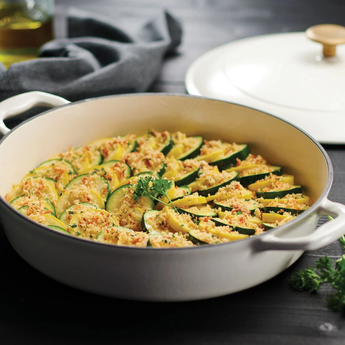 Tramontina 4 Qt Enameled Cast Iron Covered Braiser - Latte With Gold Stainless Steel Knob 1 Tramontina 4 Qt Enameled Cast Iron Covered Braiser - Latte With Gold Stainless Steel Knob