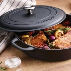 Tramontina 12.5" Cast Iron Covered Skillet Pre-Seasoned