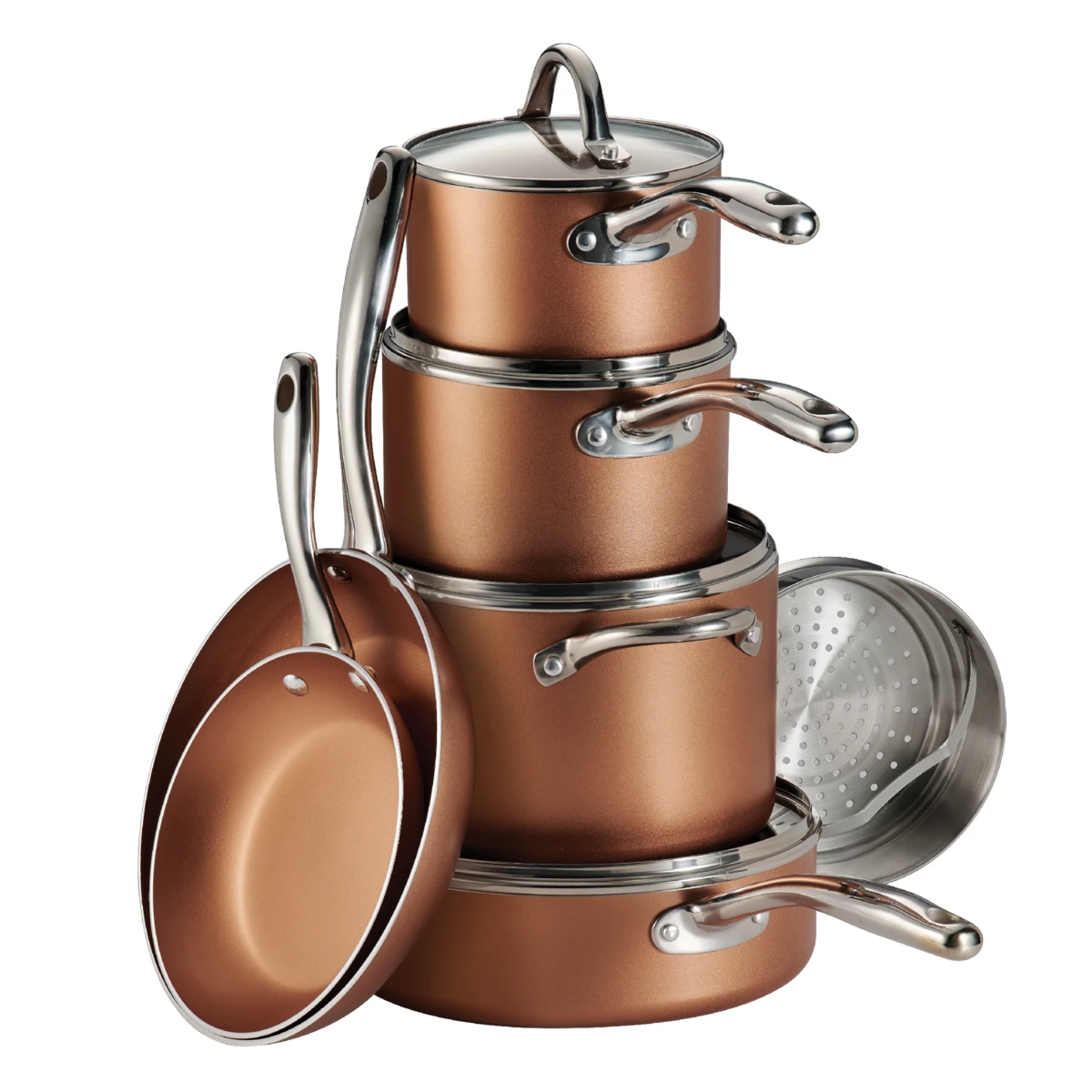 Tramontina 11 Pc Aluminum Nonstick Cookware Set- Copper 1 Tramontina 11 Pc Aluminum Nonstick Cookware Set- Copper