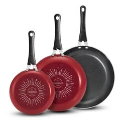 Tramontina 3 Pk Aluminum Fry Pan Set - Cayenne Red
