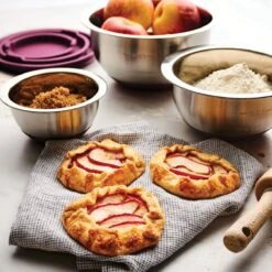 Tramontina 14 Pc Stainless Steel Covered Mixing Bowl Set With Silicone Base - Eggplant