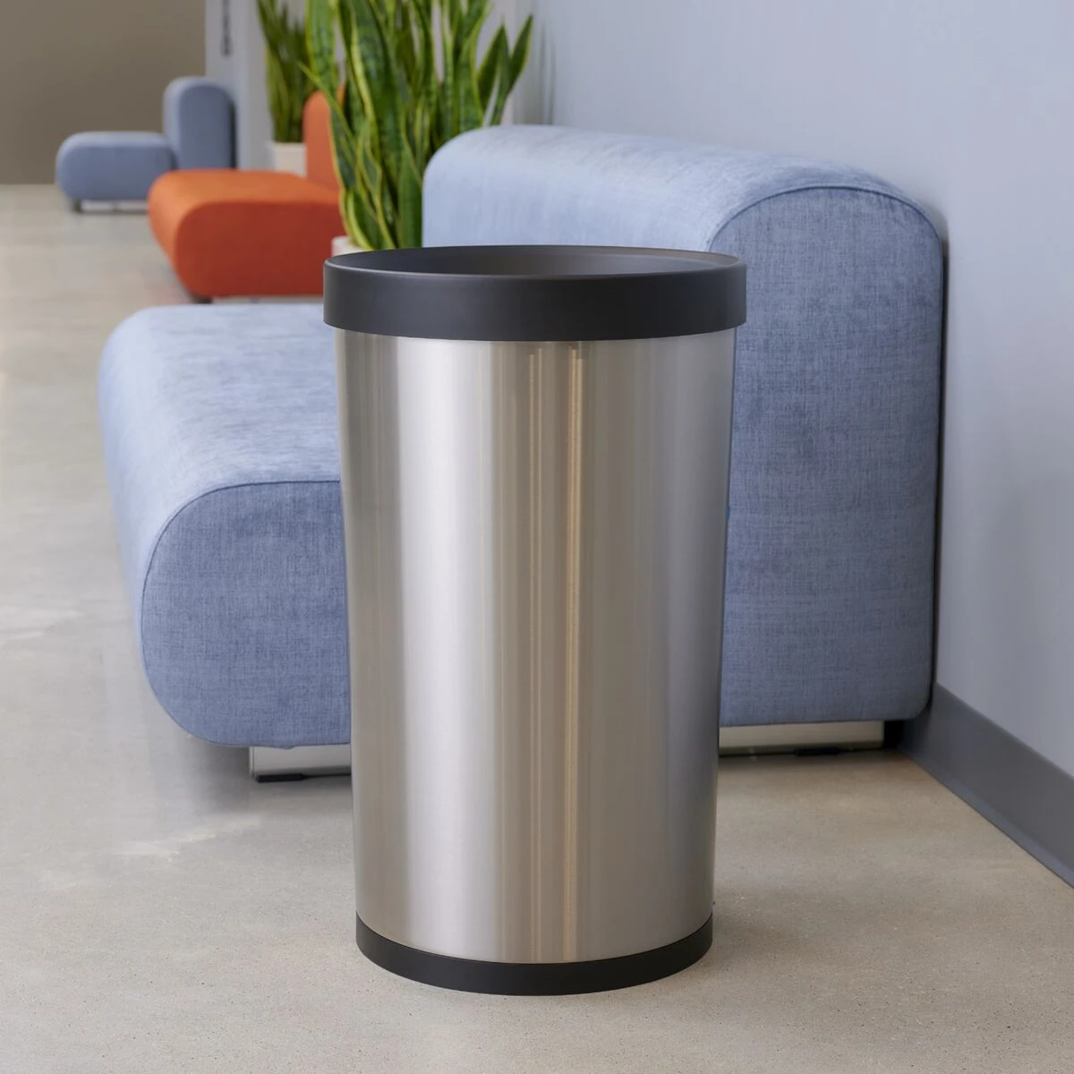 Tramontina 13 Gallon Stainless Steel Open Top Round Trash Bin 2 Tramontina 13 Gallon Stainless Steel Open Top Round Trash Bin - Image 2