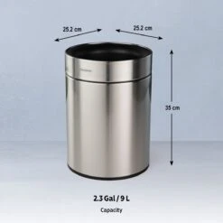 Tramontina 2.38 Gallon Stainless Steel Round Open Top Bin -Kitchenware Store 81200018IXM002G